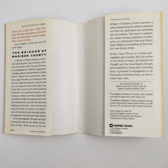 The Bridges of Madison County First Edition Hardcover 1992 Vintage Romance Book - Picture 8 of 14